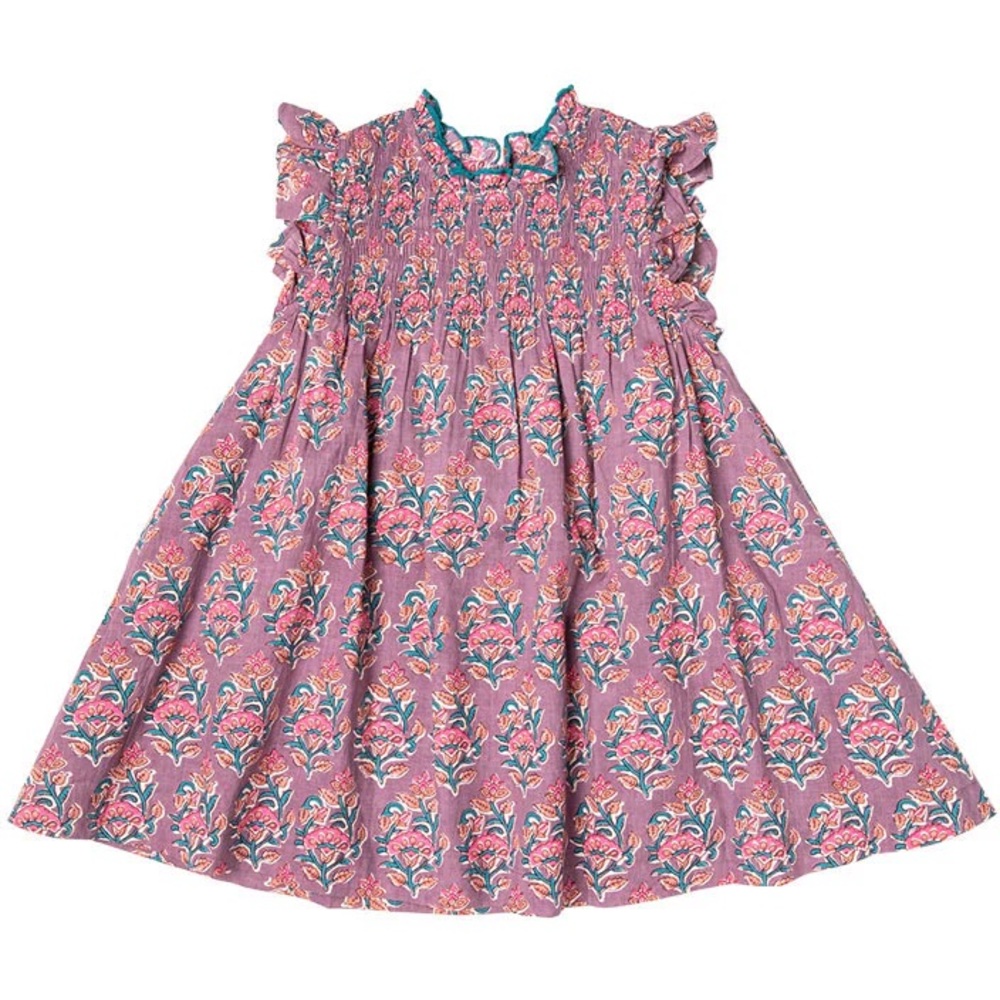 Pink Chicken- Stevie Dress - Lavender Posey Block Print